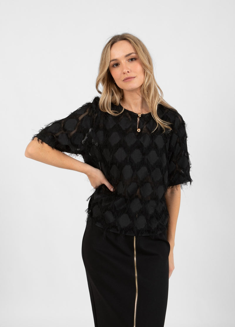 Coster Copenhagen TOP IN PLUIZIGE KANT Shirt/Blouse Black - 100