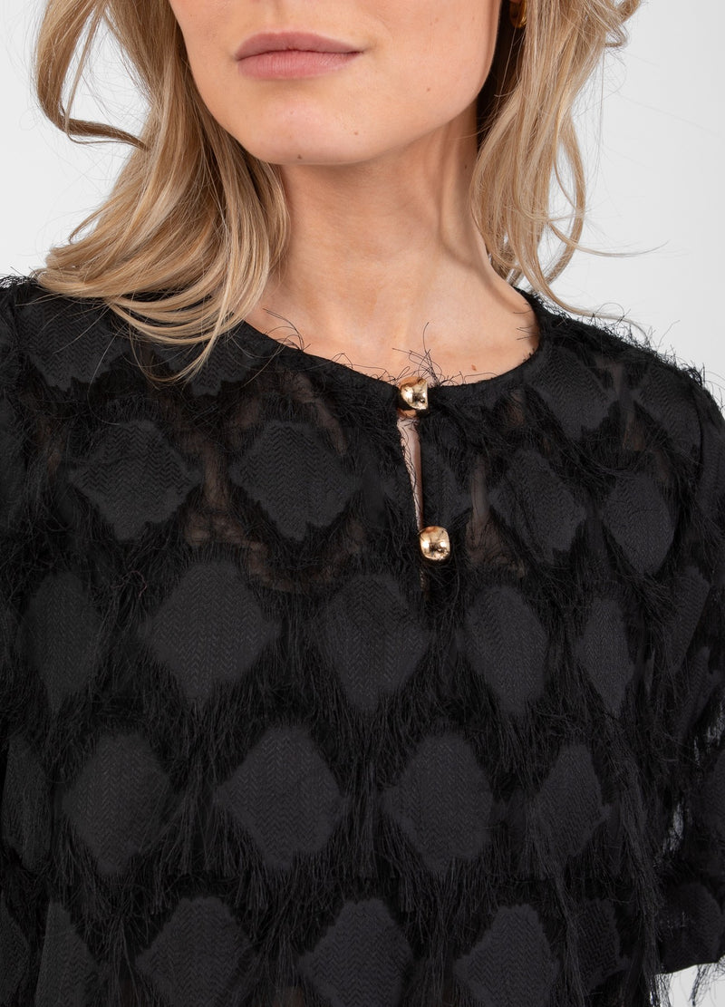 Coster Copenhagen TOP IN PLUIZIGE KANT Shirt/Blouse Black - 100