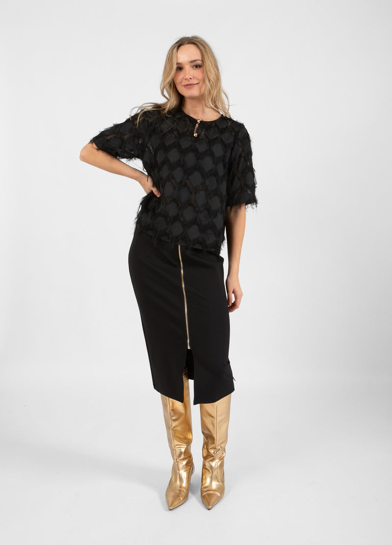 Coster Copenhagen TOP IN PLUIZIGE KANT Shirt/Blouse Black - 100