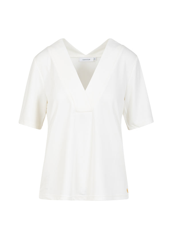 Coster Copenhagen TOP MET DUBBELE V-HALS KRAAG IN JERSEY PIQUÉ Shirt/Blouse Off White - 249