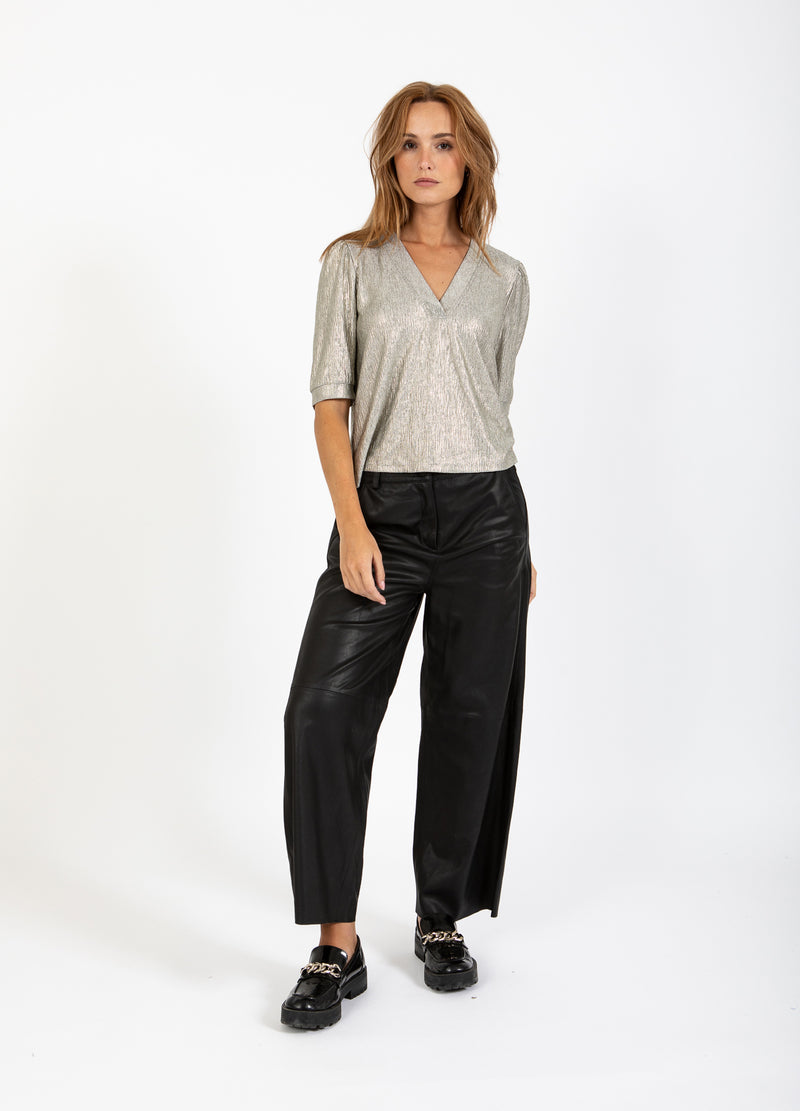 Coster Copenhagen TOP MET POFMOUWEN Shirt/Blouse Silver/gold - 212