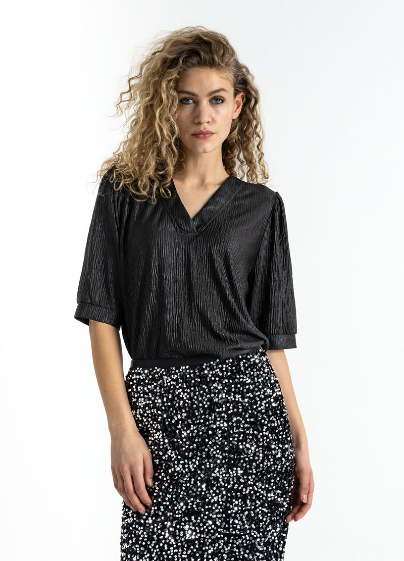 Coster Copenhagen TOP MET POFMOUWEN Shirt/Blouse Black - 100