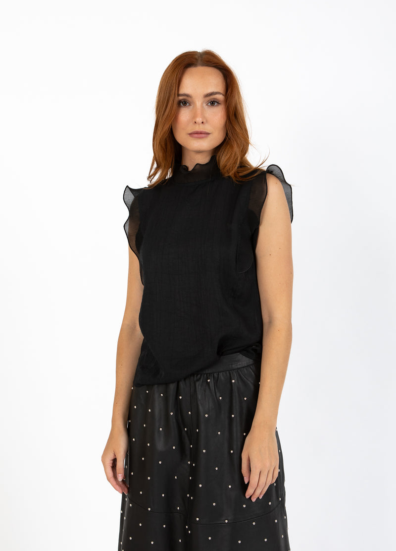 Coster Copenhagen TOP MET RUCHES Shirt/Blouse Black - 100