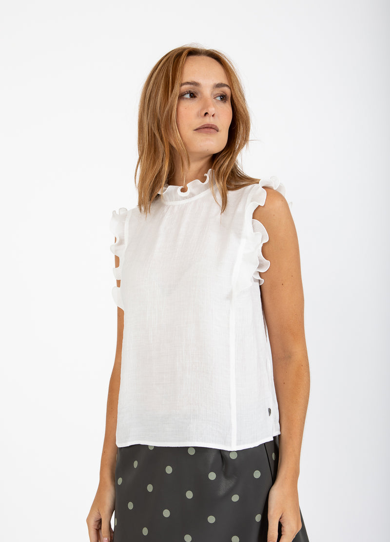 Coster Copenhagen TOP MET RUCHES Shirt/Blouse Off white - 201