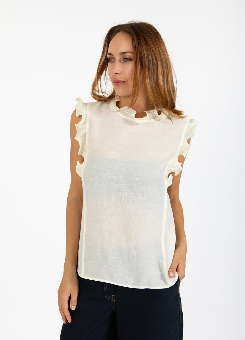 Coster Copenhagen TOP MET RUCHES Shirt/Blouse Creme - 241