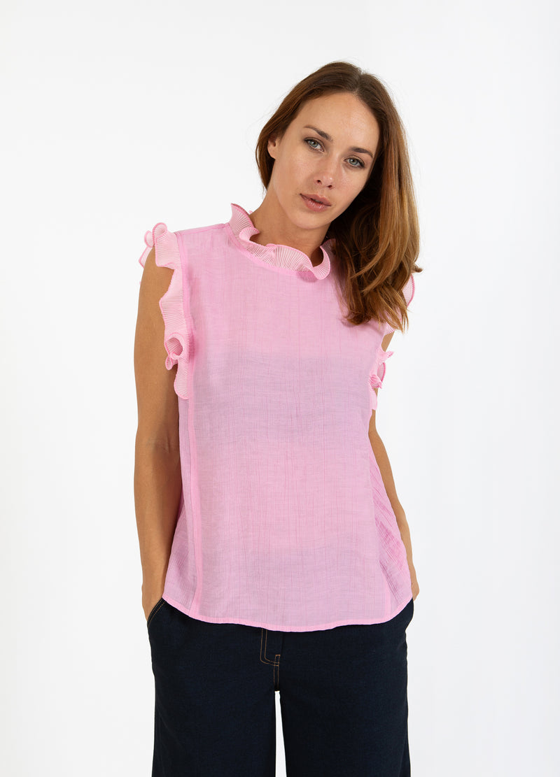 Coster Copenhagen TOP MET RUCHES Shirt/Blouse Magenta - 861