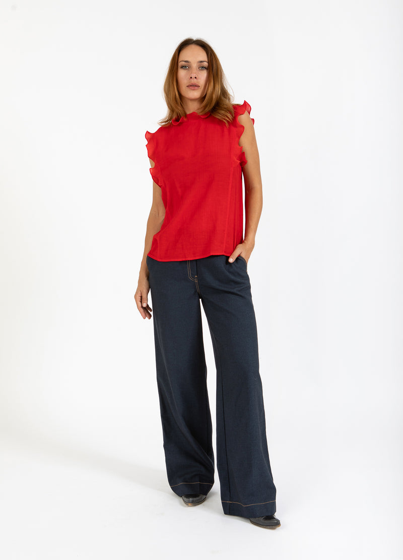 Coster Copenhagen TOP MET RUCHES Shirt/Blouse Scarlet red - 618