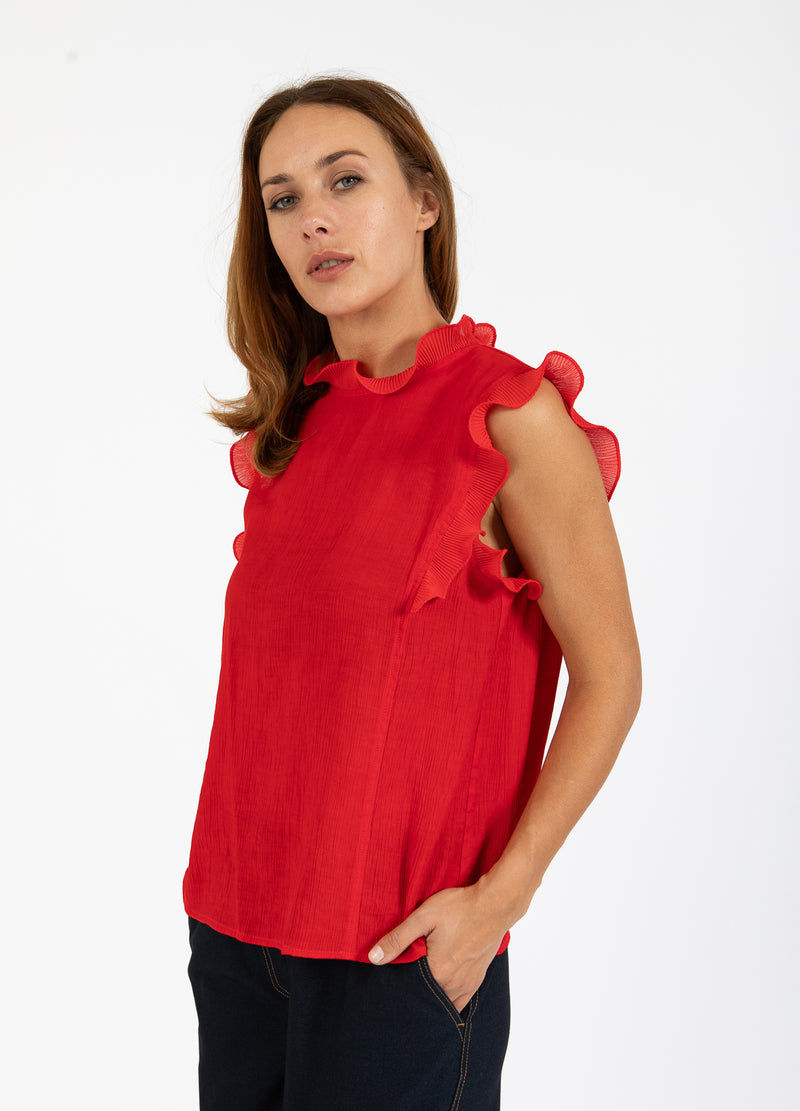 Coster Copenhagen TOP MET RUCHES Shirt/Blouse Scarlet red - 618