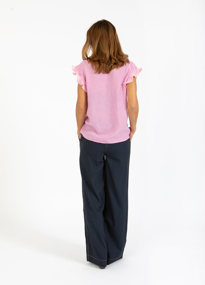 Coster Copenhagen TOP MET RUCHES IN V-HALS Shirt/Blouse Magenta - 861