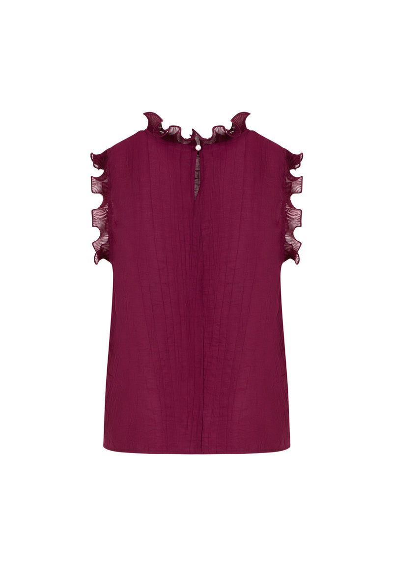 Coster Copenhagen TOP MET RUFFLES Shirt/Blouse Bordeaux - 644