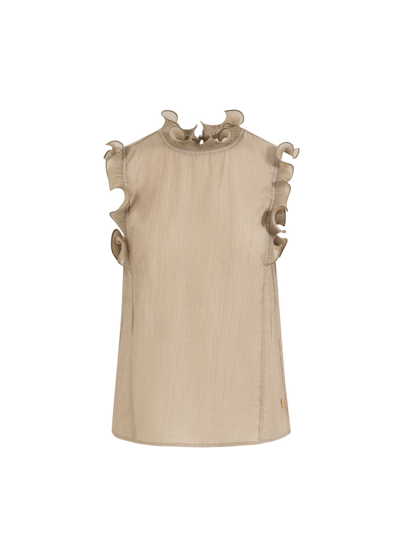 Coster Copenhagen TOP MET RUFFLES Shirt/Blouse Grey sand - 241