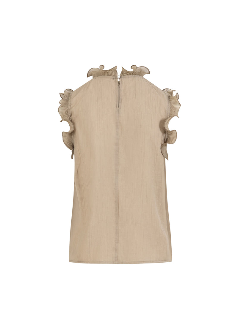 Coster Copenhagen TOP MET RUFFLES Shirt/Blouse Grey sand - 241