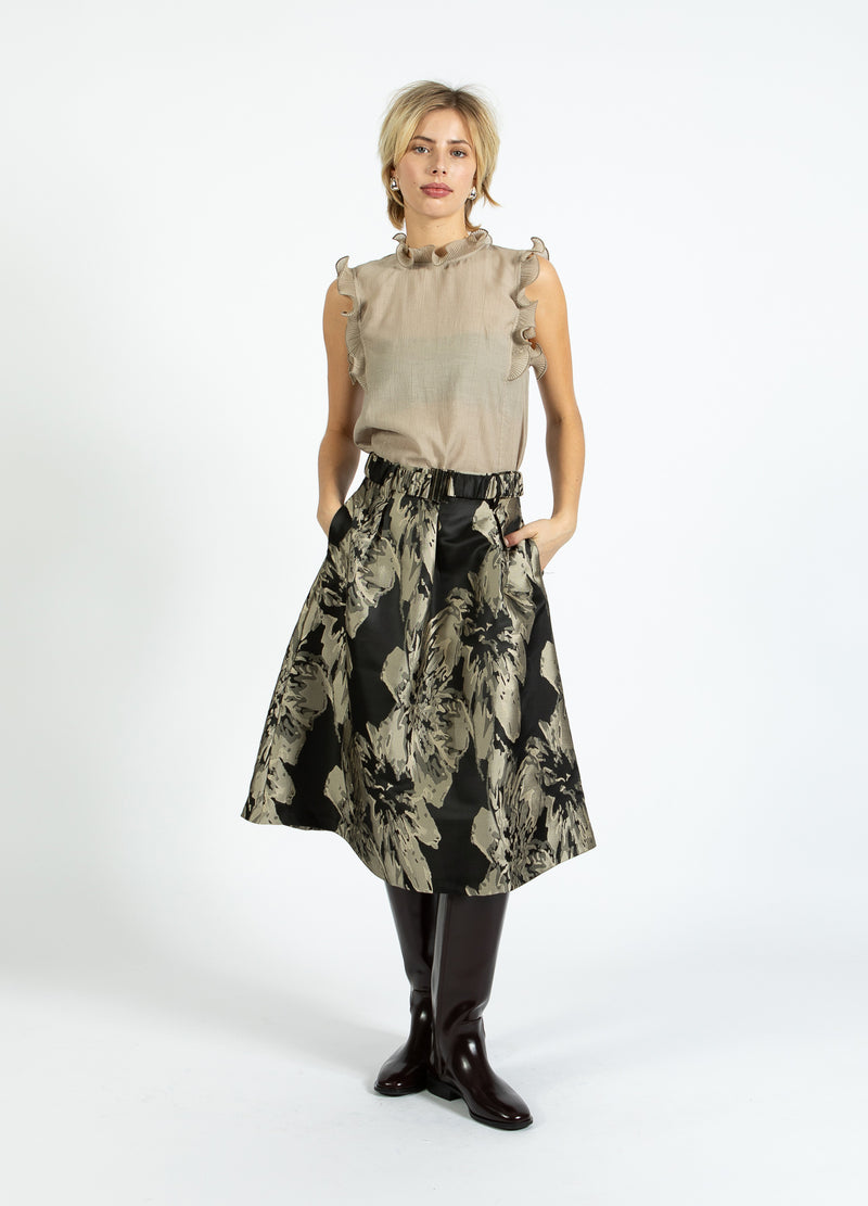 Coster Copenhagen TOP MET RUFFLES Shirt/Blouse Grey sand - 241