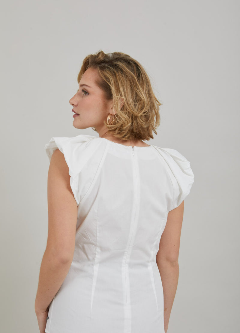 Coster Copenhagen TOP W. GATHERINGS Top - Short sleeve White - 200