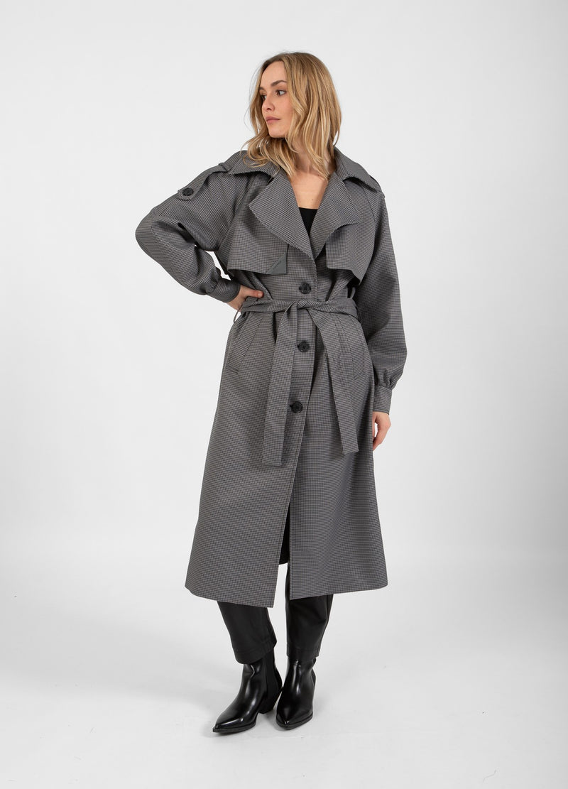 Coster Copenhagen TRENCHCOAT IN RUITEN Outerwear Black/Grey check - 961