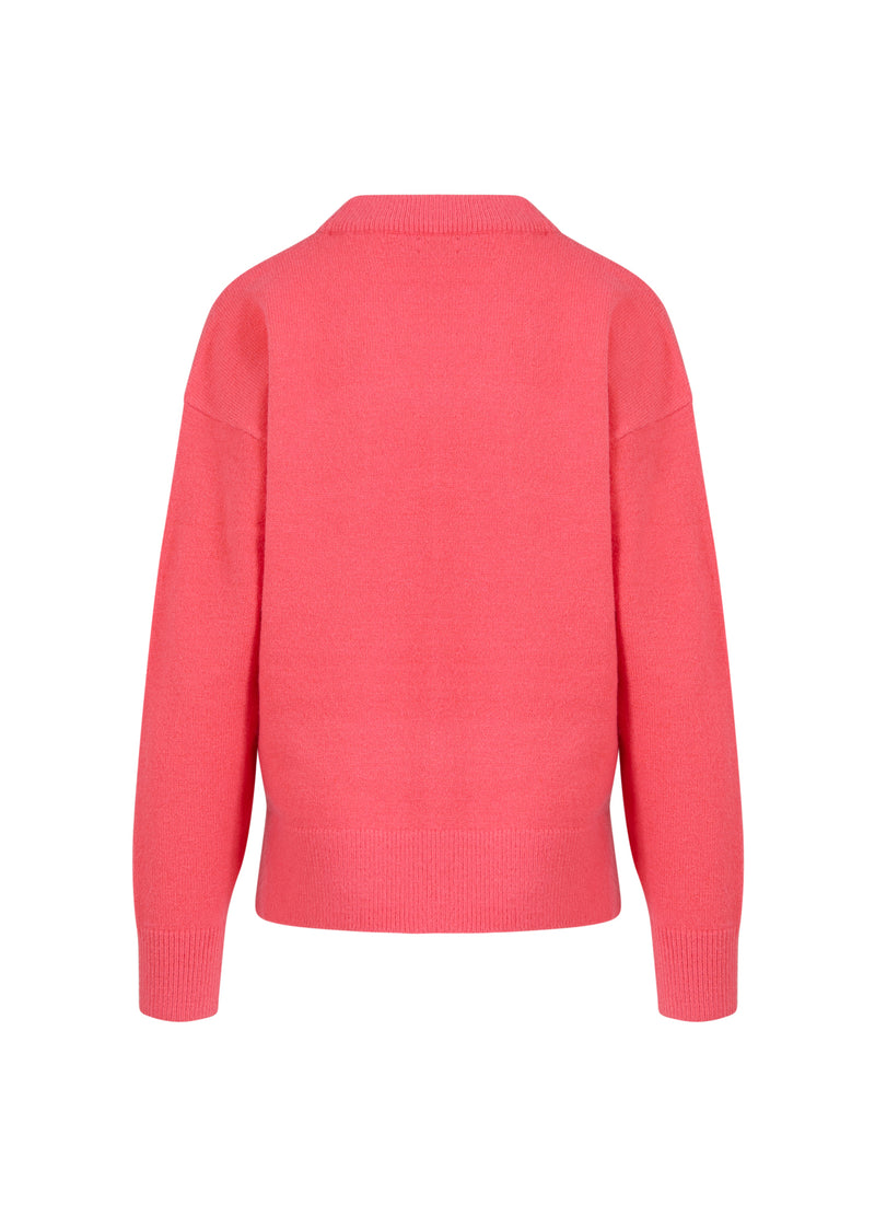 Coster Copenhagen TRUI MET RONDE HALS - COMFORTABEL GEBREID Knitwear Hot coral - 685