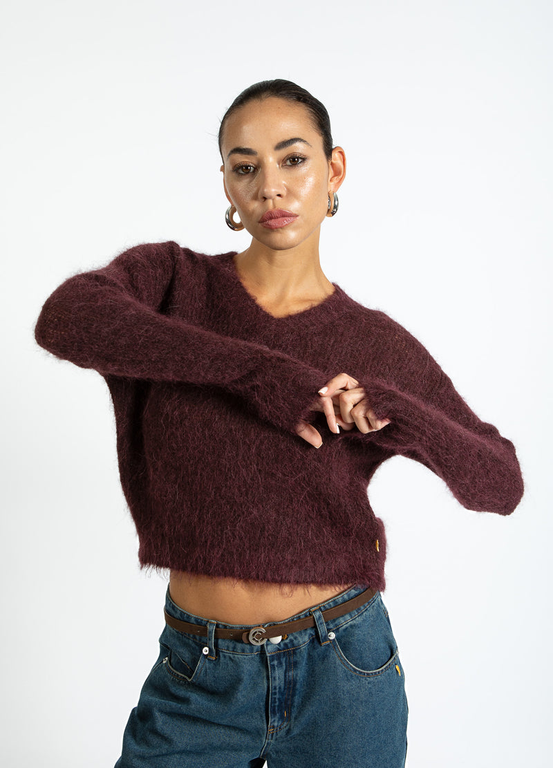 Coster Copenhagen V-HALS GEBREID IN ALPACA Knitwear Bordeaux - 653