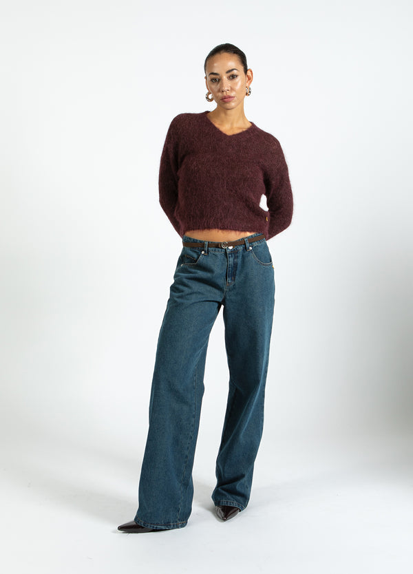 Coster Copenhagen V-HALS GEBREID IN ALPACA Knitwear Bordeaux - 653