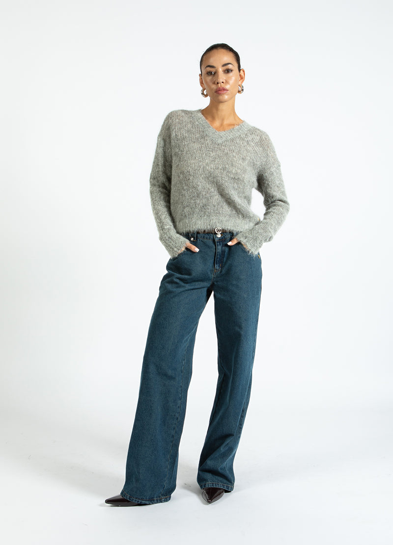 Coster Copenhagen V-HALS GEBREID IN ALPACA Knitwear Light grey melange - 129