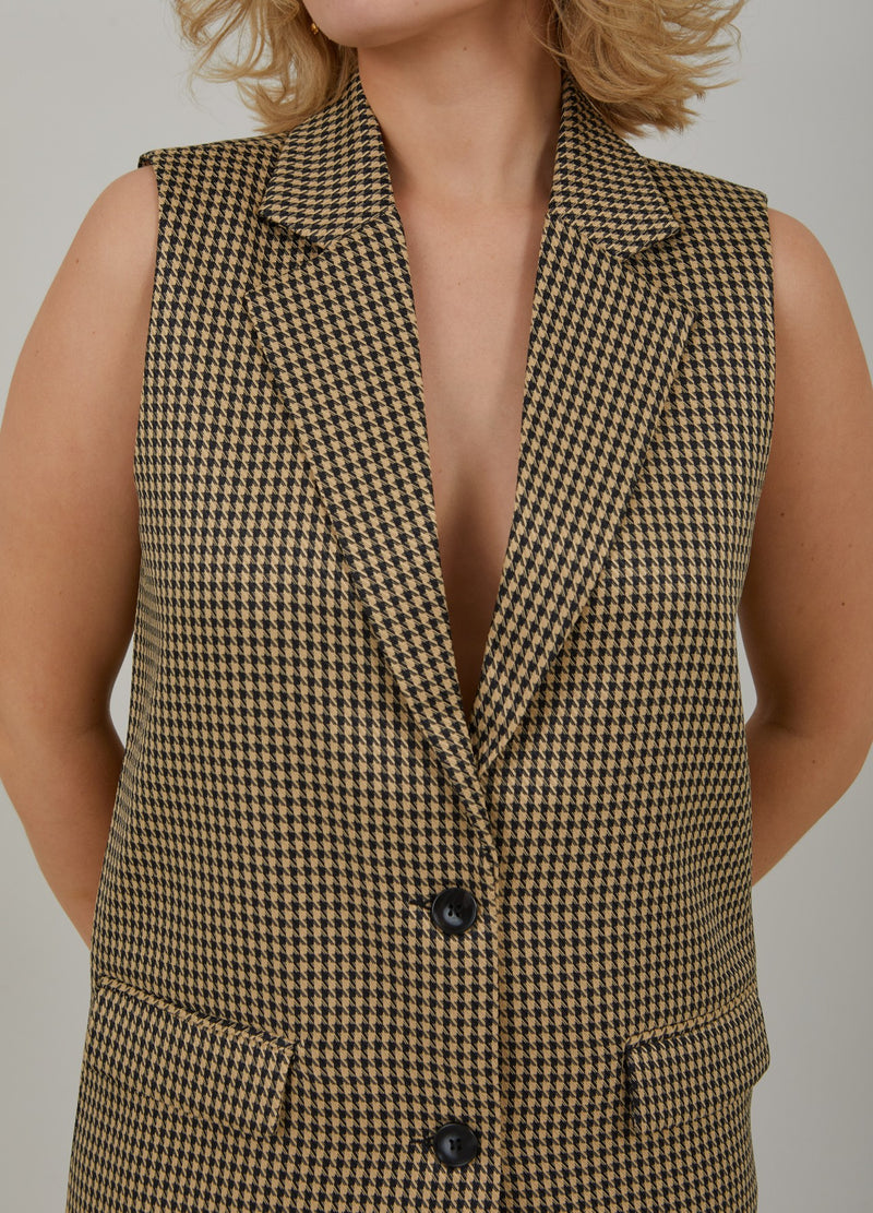 Coster Copenhagen  VEST IN HOUNDSTOOTH Vest Beige houndstooth - 259