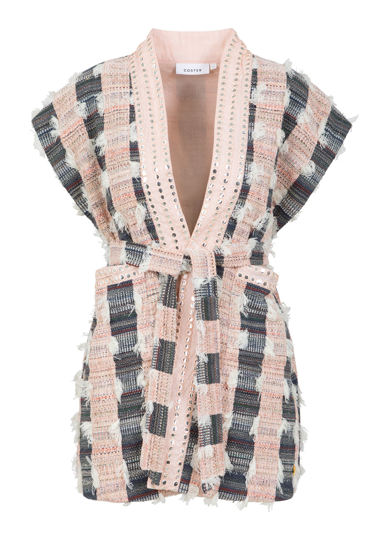 Coster Copenhagen VEST MET SPIEGELLINTEN Vest Blush/black jaquard - 638