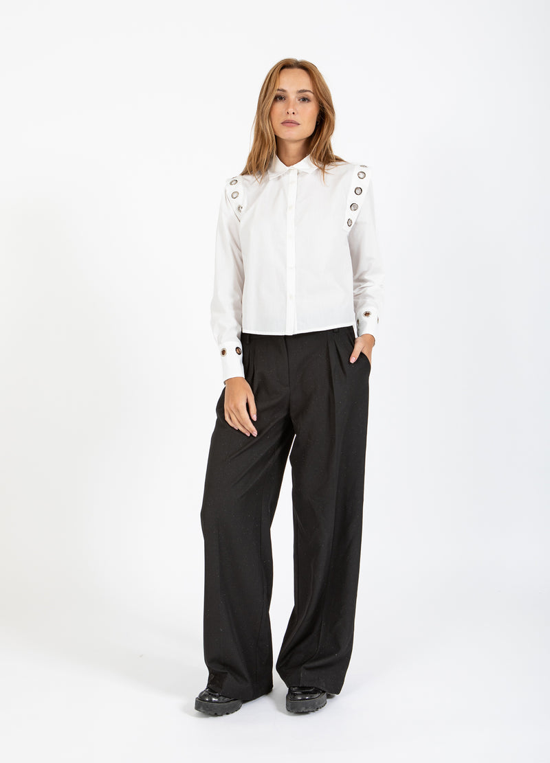 Coster Copenhagen WIJD GLINSTERENDE BROEK - PETRA FIT Pants Black - 100