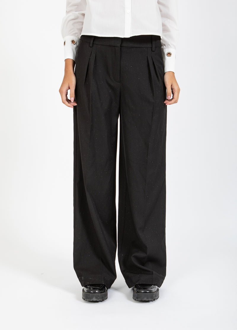 Coster Copenhagen WIJD GLINSTERENDE BROEK - PETRA FIT Pants Black - 100