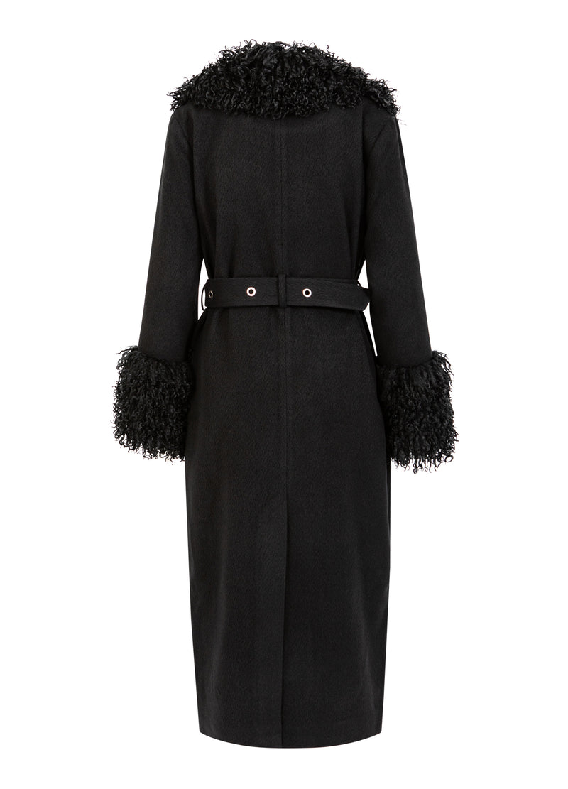 Coster Copenhagen ZACHTE JAS MET BONTDETAIL Outerwear Black - 100