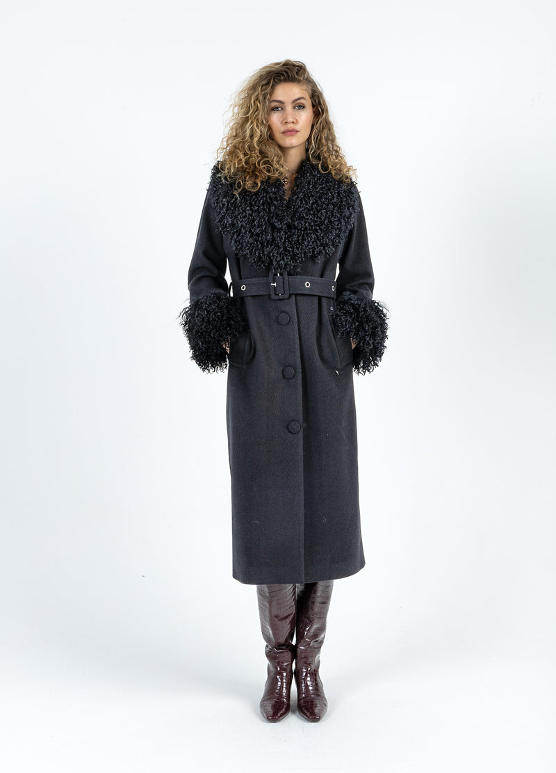 Coster Copenhagen ZACHTE JAS MET BONTDETAIL Outerwear Black - 100
