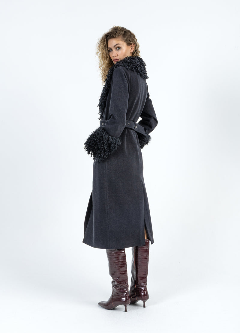Coster Copenhagen ZACHTE JAS MET BONTDETAIL Outerwear Black - 100