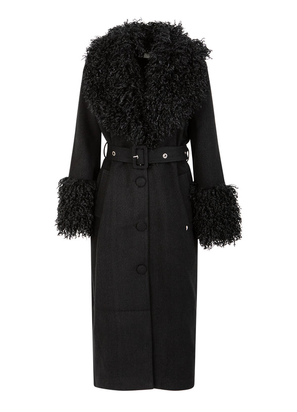 Coster Copenhagen ZACHTE JAS MET BONTDETAIL Outerwear Black - 100